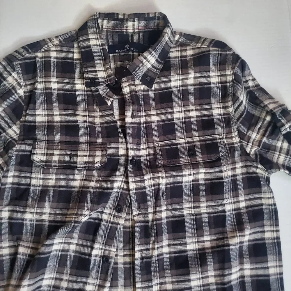 Men Regular Fit Plaid Flannel Long Sleeve Casual Shirt, Charcoal Combo LARGE - Picture 11 of 14